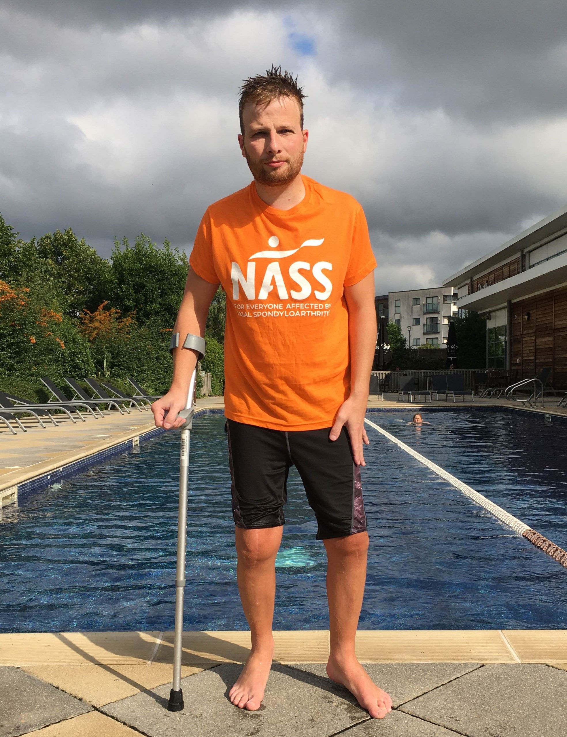 Darren Fletcher in a NASS t-shirt by the pool